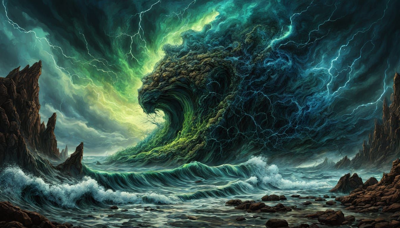Surreal Elemental Storm Where Sea, Sky, and Earth Collide