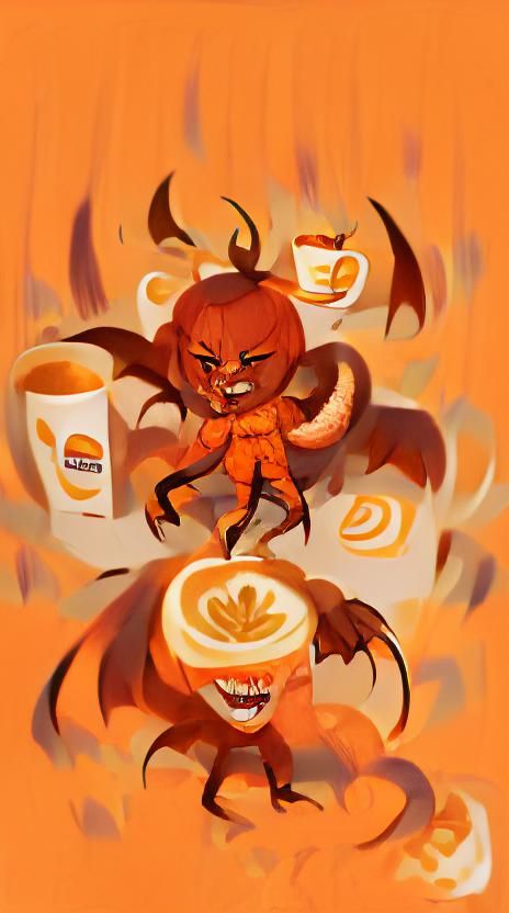Whimsical Pumpkin Spice Demon Character