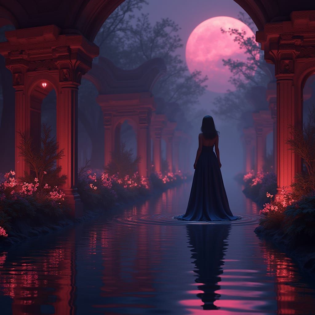 Elegant Fantasy Future Scene in 3D Anime Art