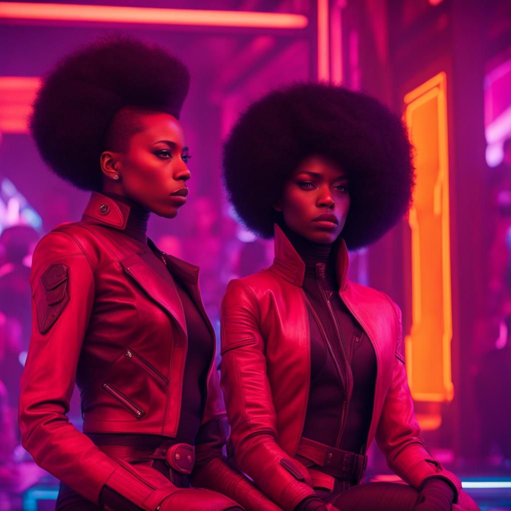 Afrofuturistic Cyberpunk Fusion with Leather Elements