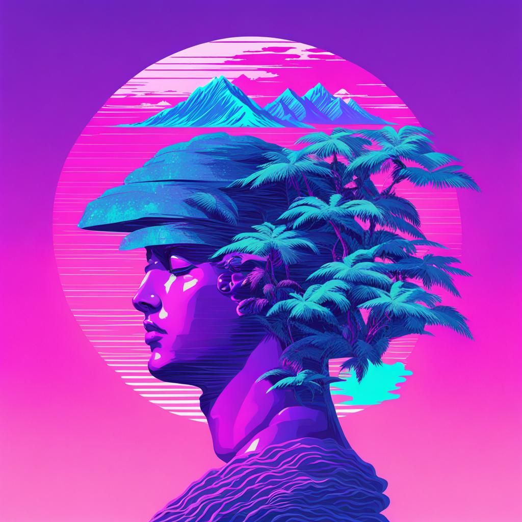 Vaporwave Dreamscape: AI-Generated Art