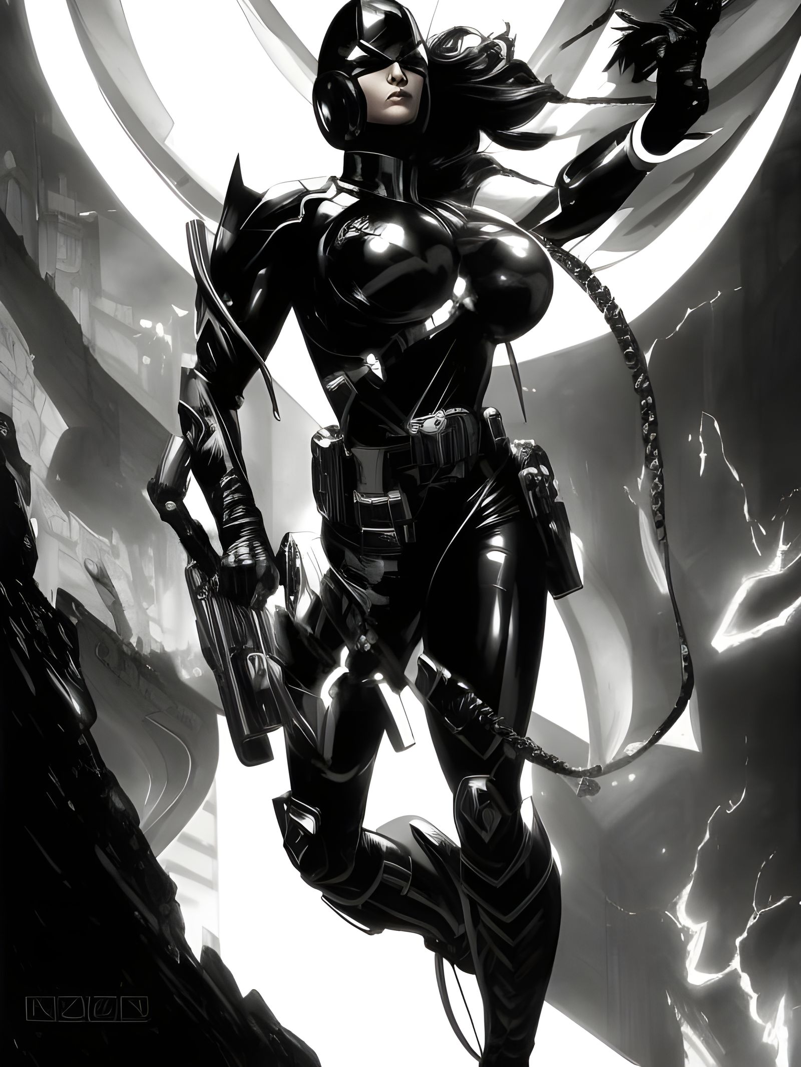 Beautiful Woman in Comic Book Style with Red Hair