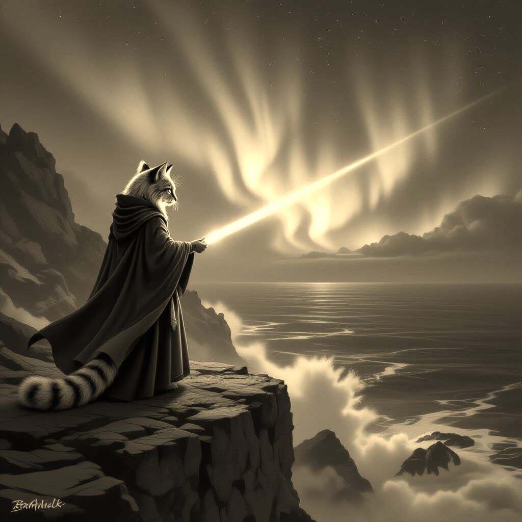 Bobcat Mystic on Aurora Cliff Overlooking Ocean