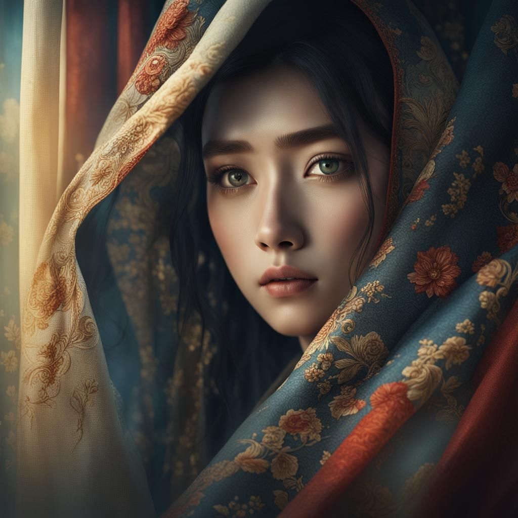 Korean Woman with Beautiful Eyes, Macro Shot