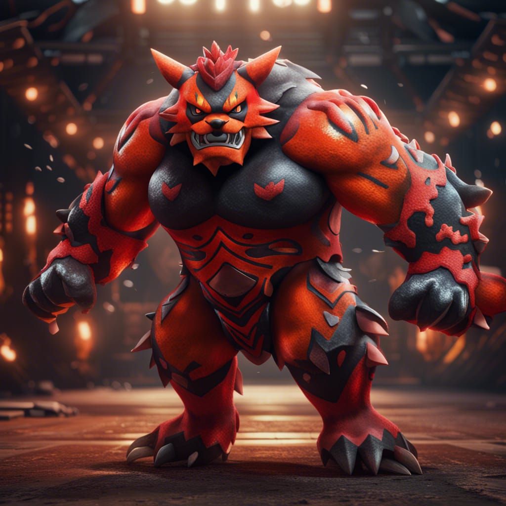 Incineroar Pokemon as Wrestling Champion