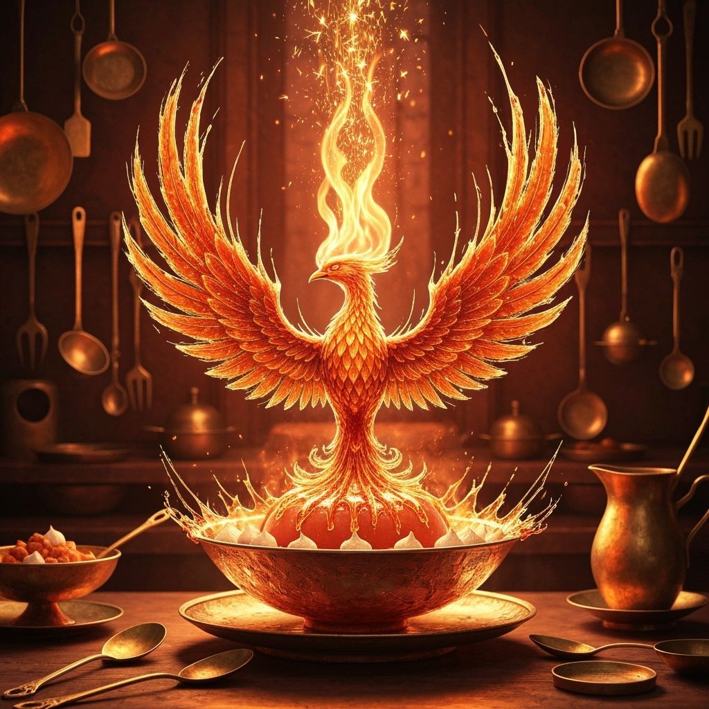 Phoenix Dessert of Molten Sugar and Caramel Flame