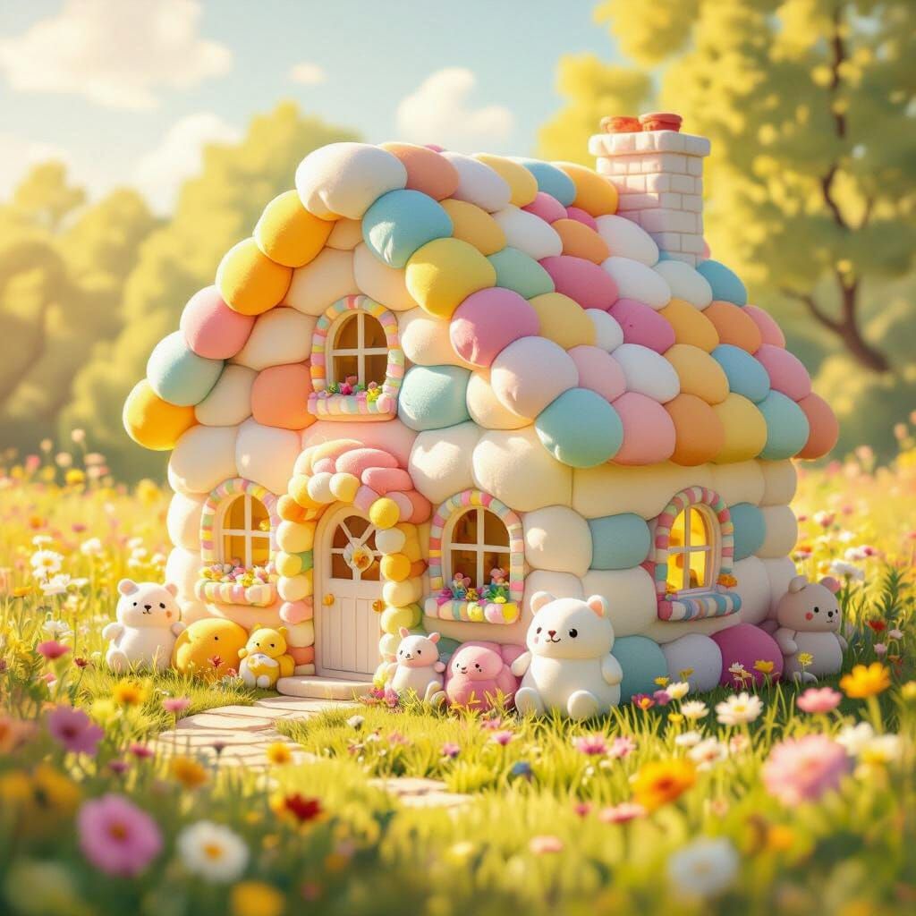 Whimsical Squishmallow Toy House in Sunny Meadow