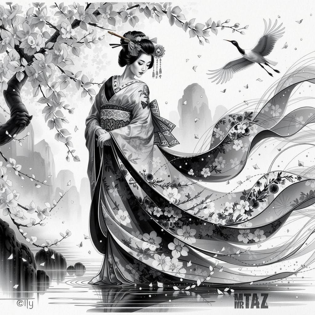 Elegant Geisha in Traditional Japanese Style