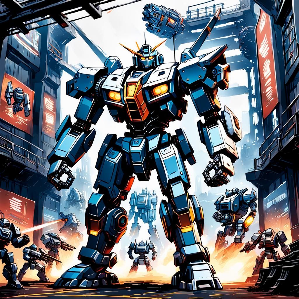 Mecha Warriors Clash: Epic 3D Digital Art