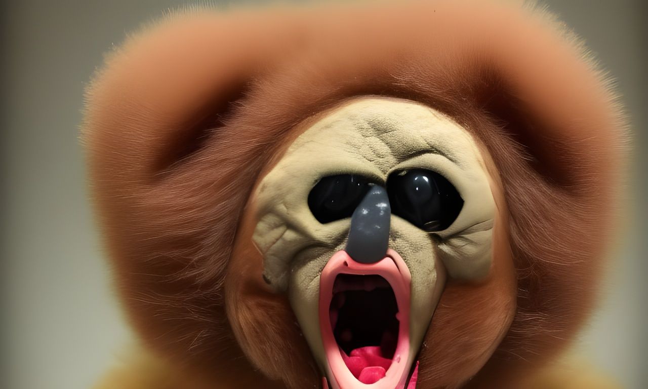 Demonic Hairless Bear Evil Puppet