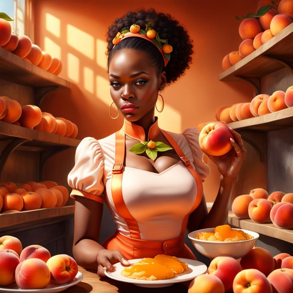 Peach Cobbler Waitress in Fantasy Concept Art