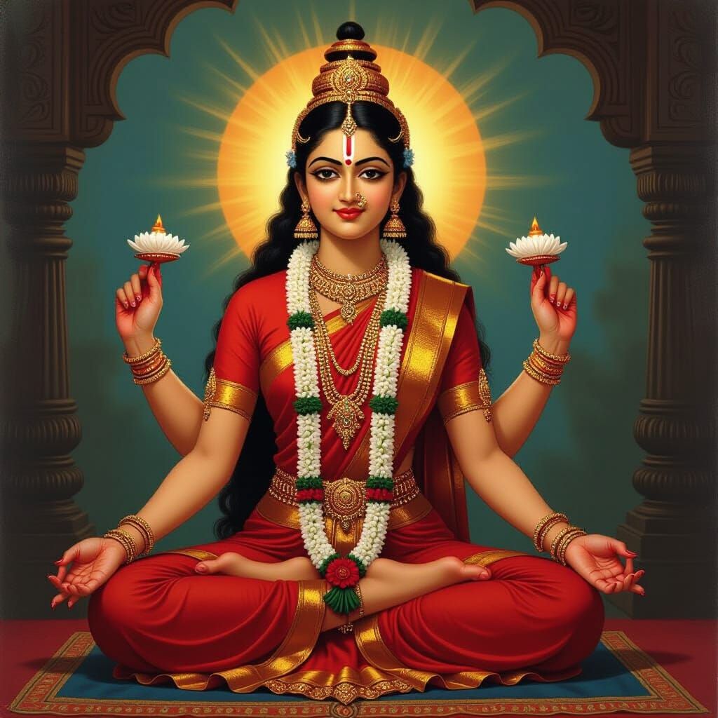 Goddess Gayatri Devi in Artha Padmasana