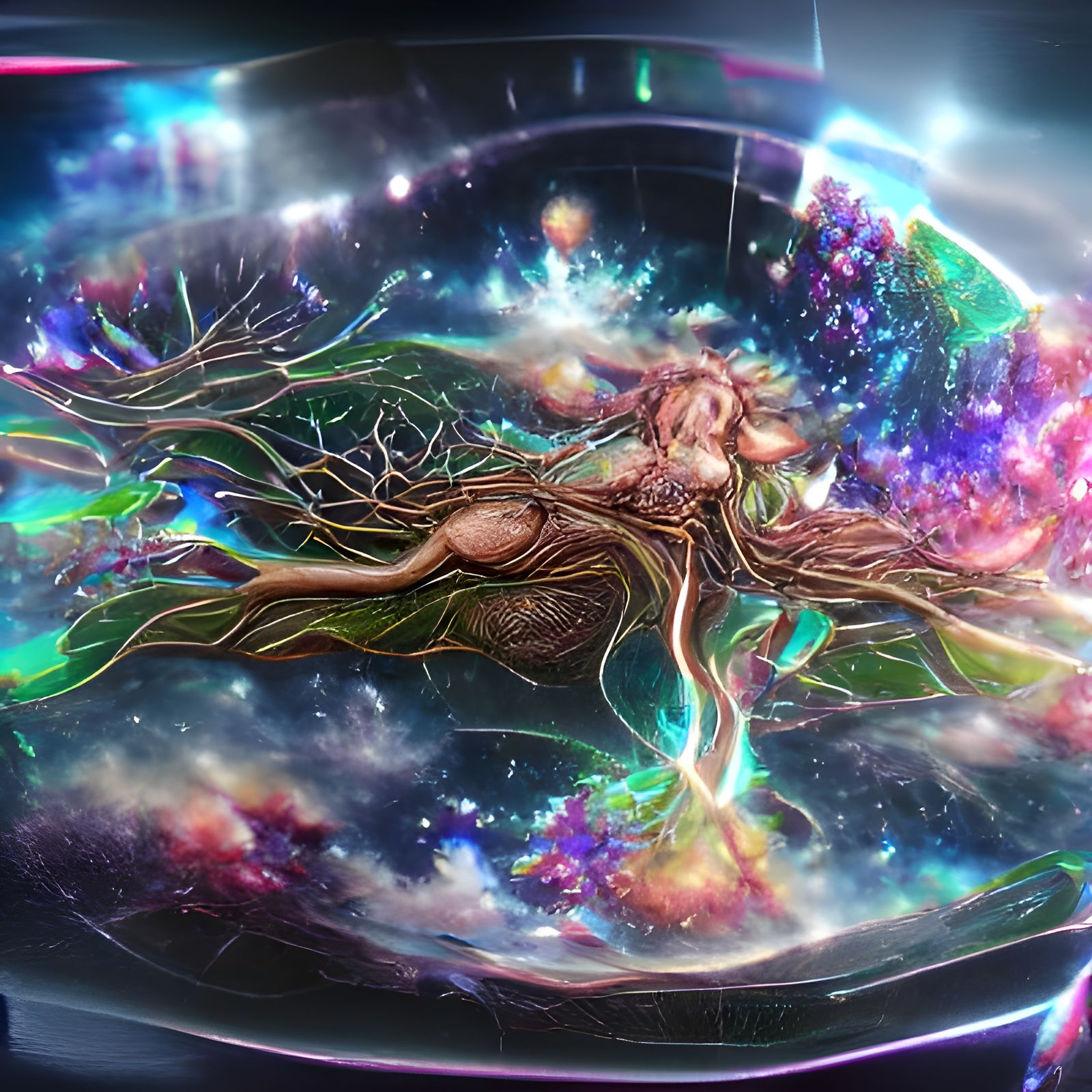 Cosmic Yggdrasil Holographic Illustration