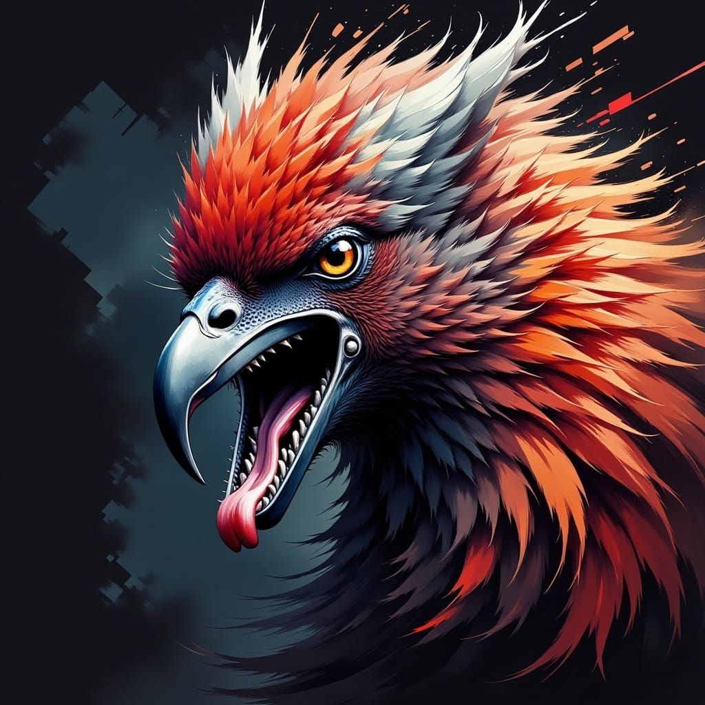 Phoenix in Flight: Ink Sketch Illustration