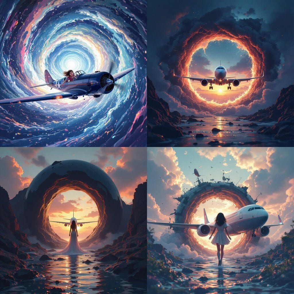 Fantastical Girl in Wormhole Matte Painting