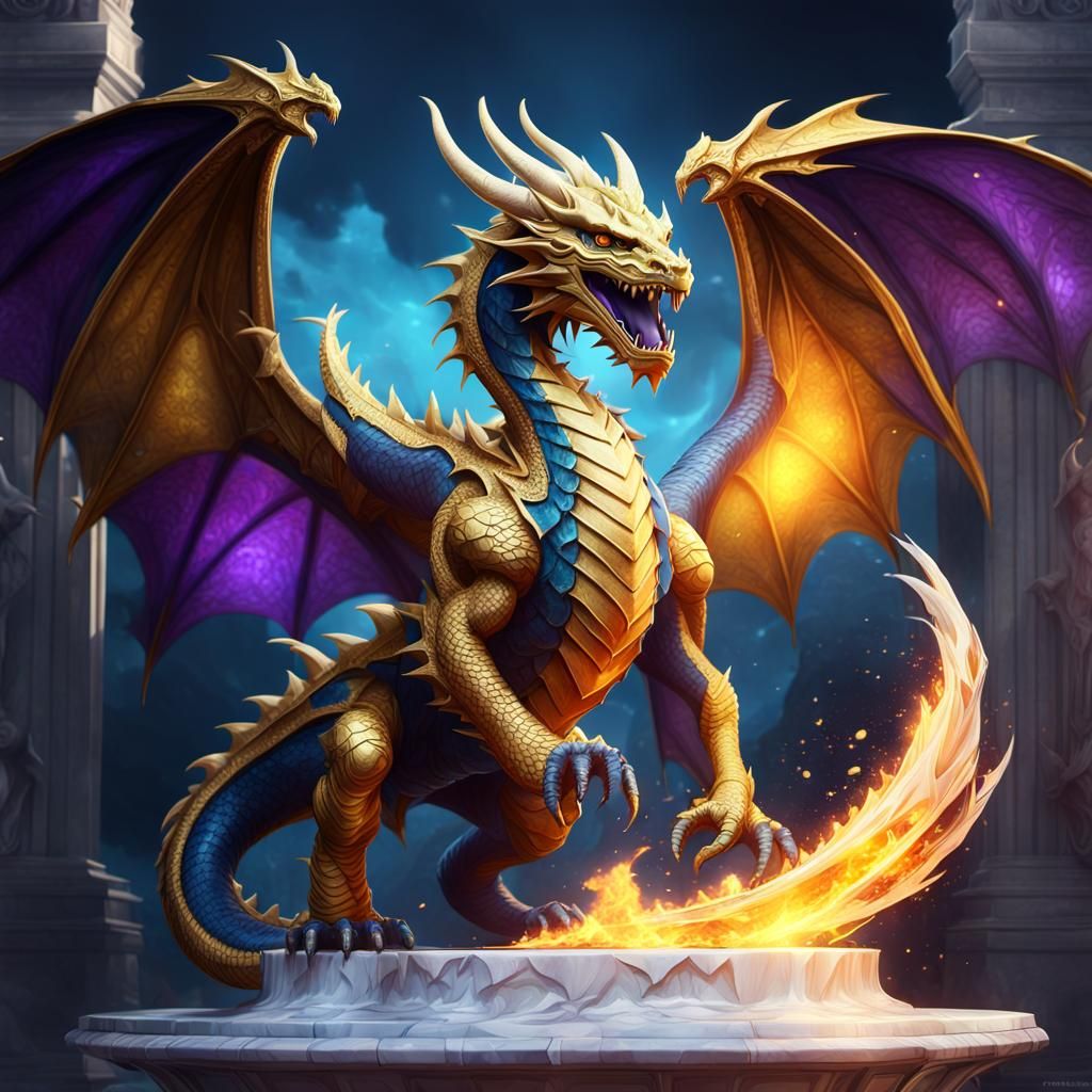 Fantasy Dragon Marble Pedestal: Be Stronger Than Excuses