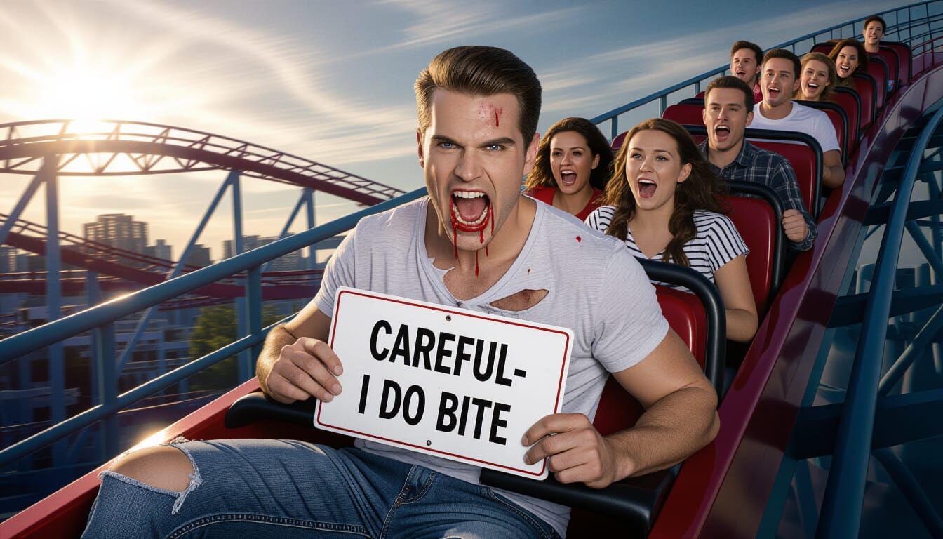 Handsome Vampire's Thrilling Roller Coaster Ride
