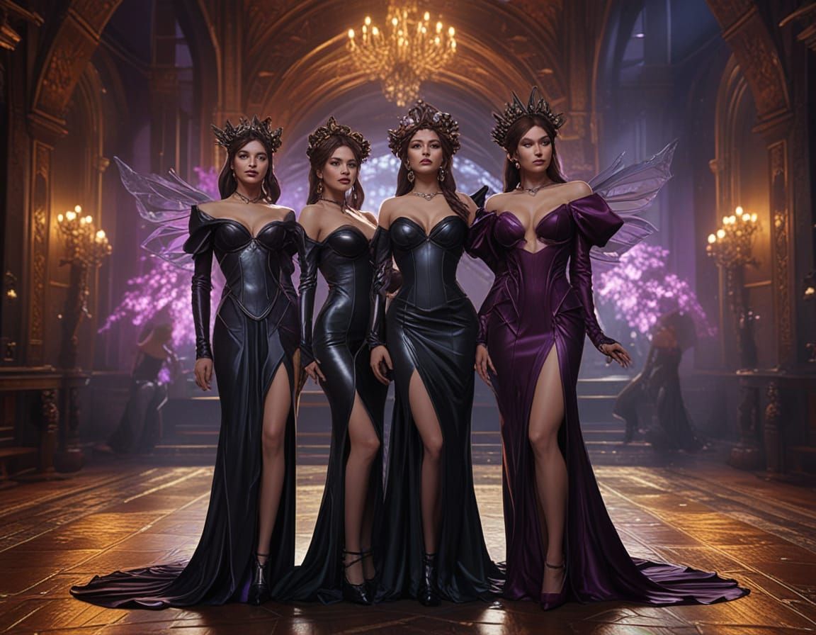 The three Halliwell sisters are dressed in latex costumes an...