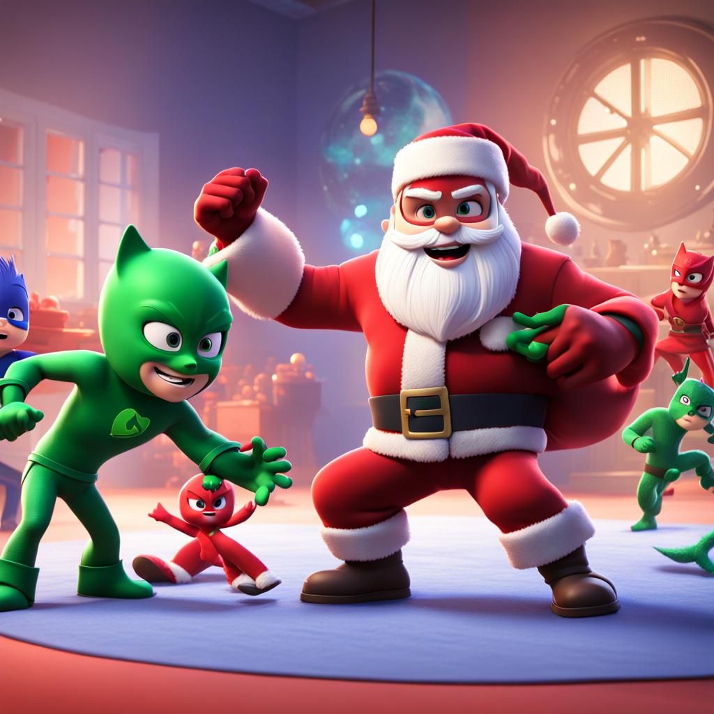 Santa Claus vs. PJ Masks: 3D Digital Art