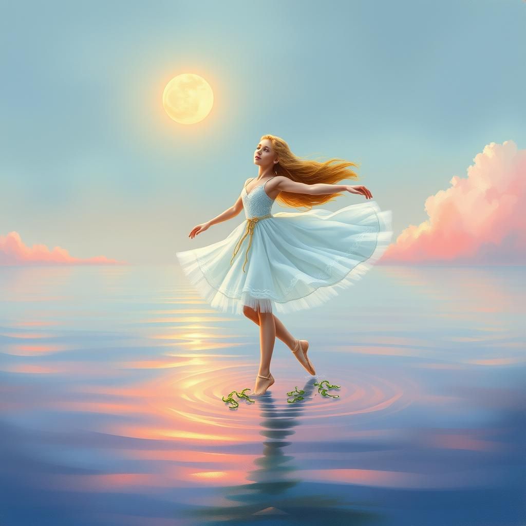 Ballerina Dances on the Sea, Inspired by Botticelli