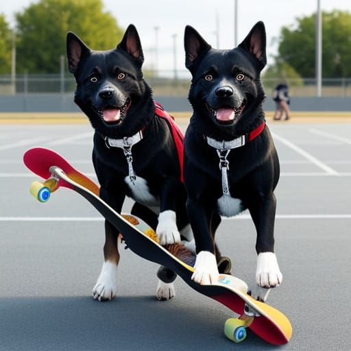Adorable Dogs Skateboarding in Fun Action