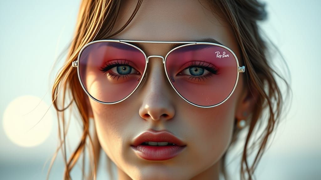 Hyperrealistic Portrait of a Woman with Pink Goggles