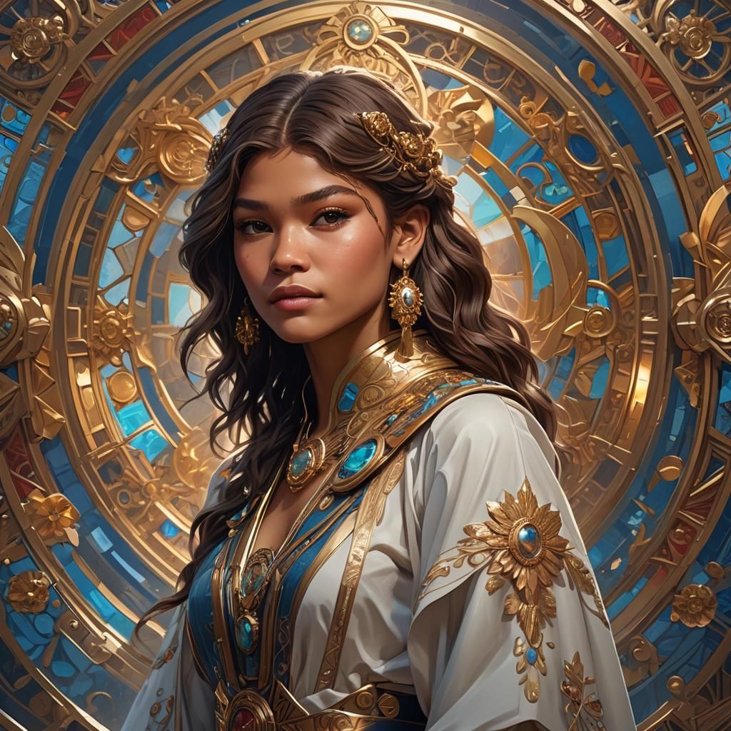 Zendaya Portrait in Hyperdetailed Digital Art Style