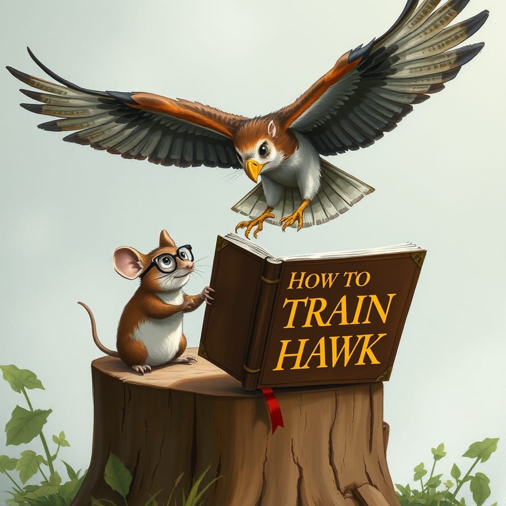 Hawk Meets Mouse Reading "How to Train Your Hawk"