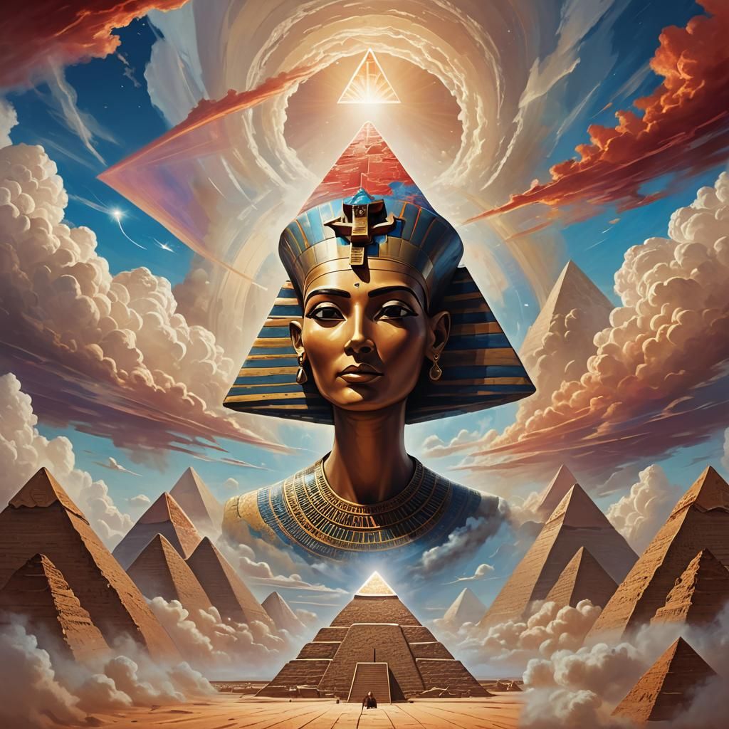Nefertiti's Face in Dreamy Cloudscape