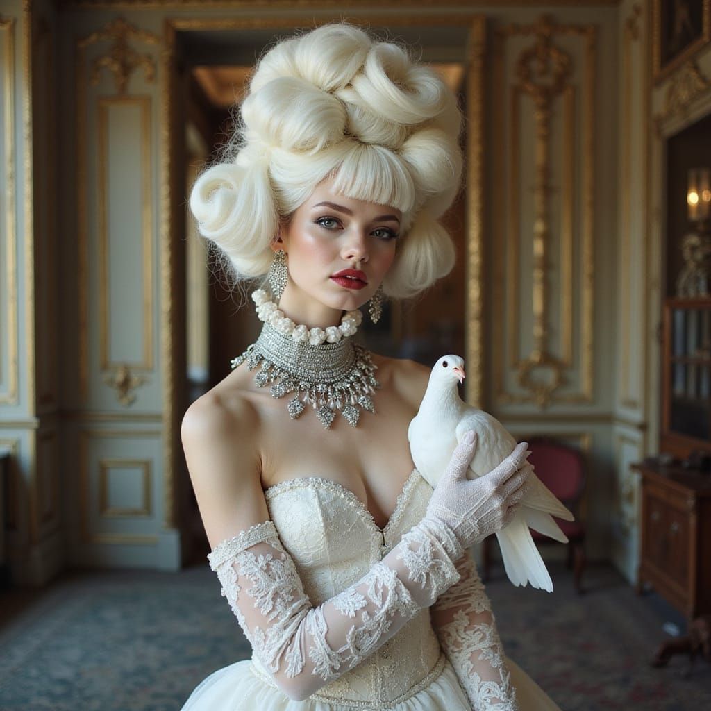 Baroque Beauty with White Dove