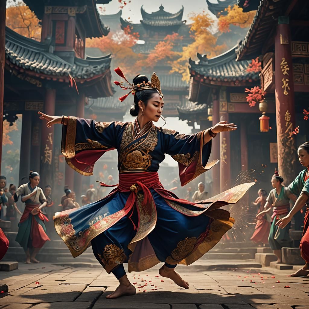 Asian Dancer in Traditional Dress: Digital Art