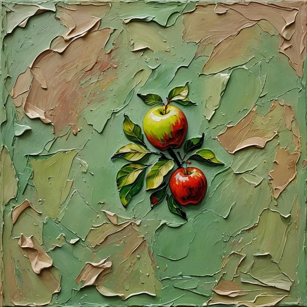 Apple Impasto Style Painting