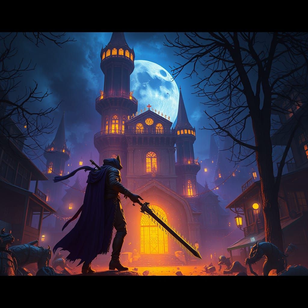 Ethereal Dark Fantasy Masterpiece in Vibrant Complementary H...