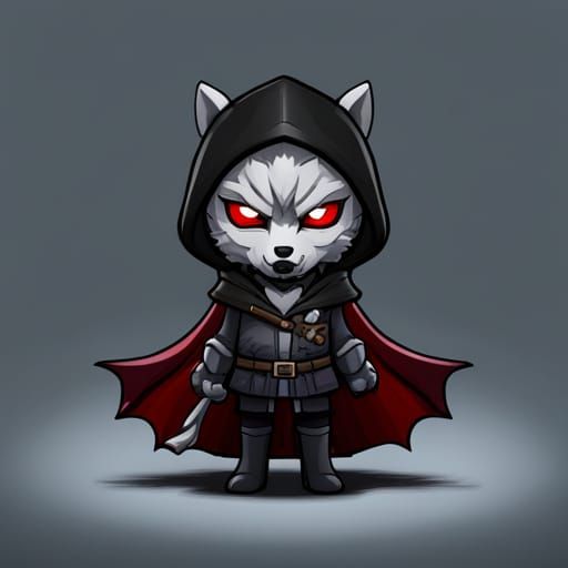Chibi Wolf as Death in Detailed Matte Painting