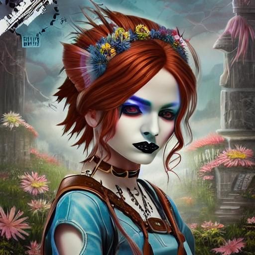 Hyperrealistic Portrait of a Goth Girl