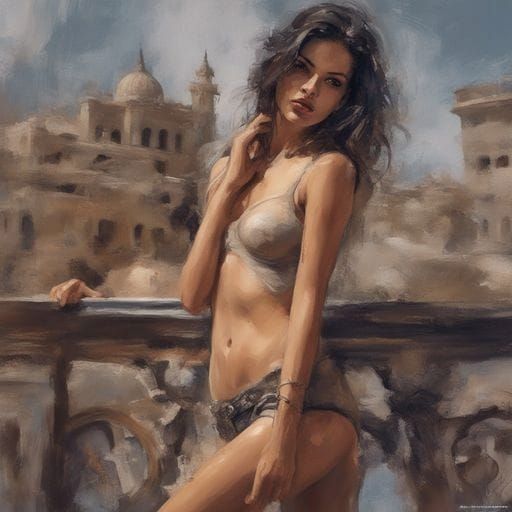 Stunning Moroccan Model Portrait in Splash Art Style