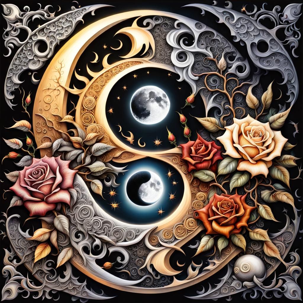 Mystical Duality of Light and Dark in Airbrush Art