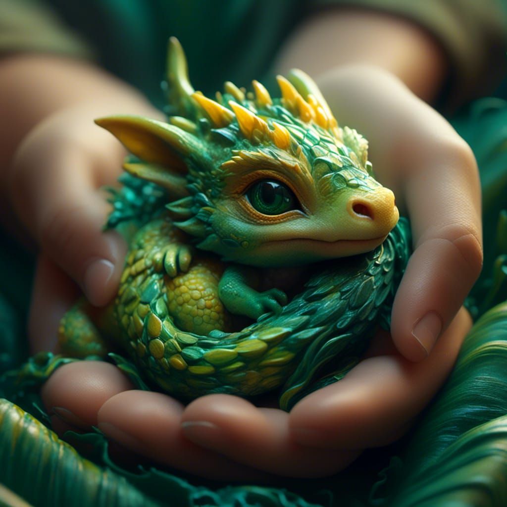 Adorable Baby Dragon Sleeps: Hyperrealistic Concept Art