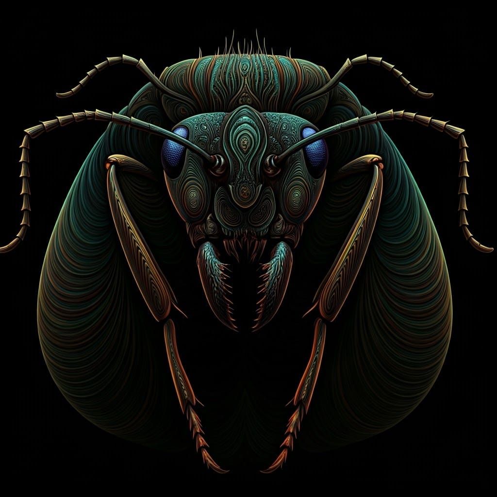 Majestic Queen Ant in Abstract Vector Fractal Style