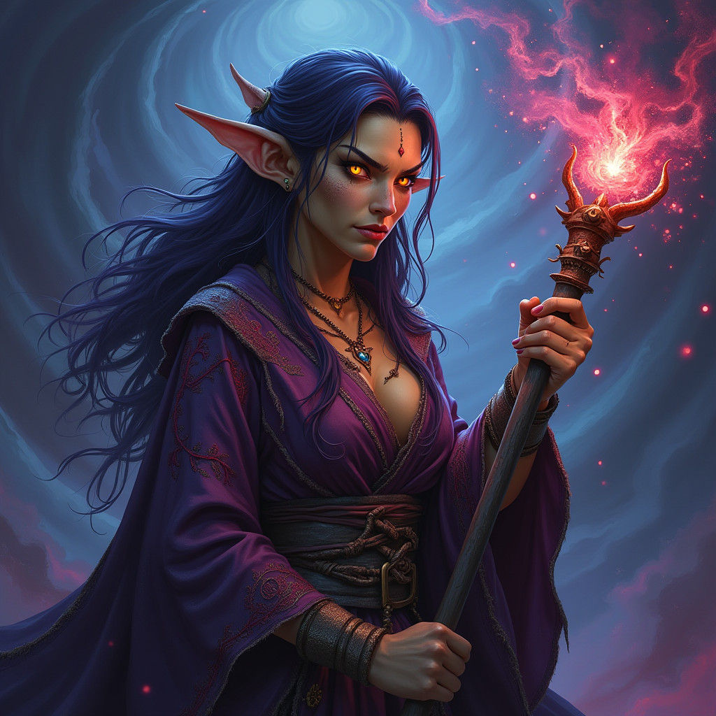 Orc Warlock in Hyperrealistic Splash Art Style