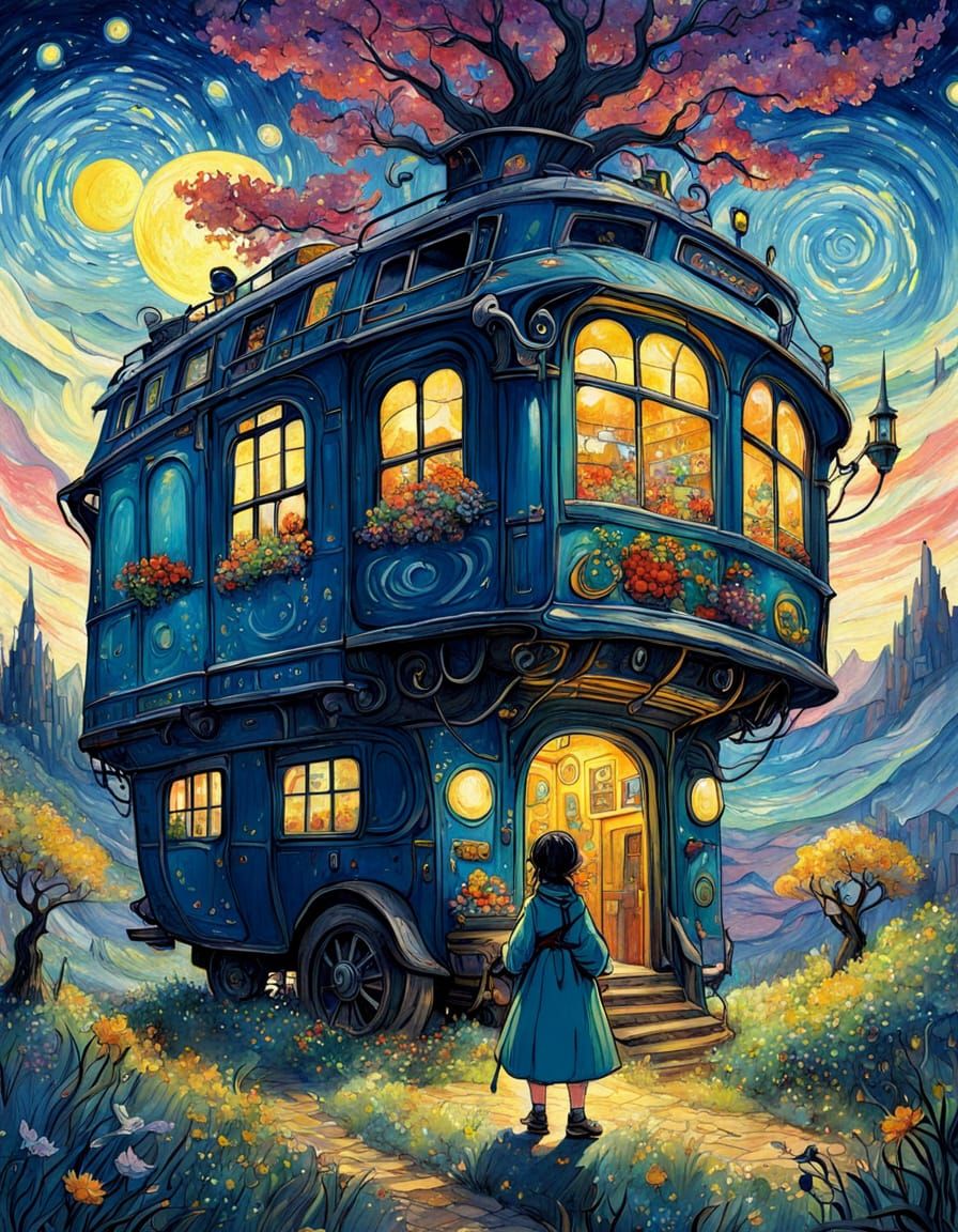 Whimsical Sci-Fi Fantasy Landscape Illustration