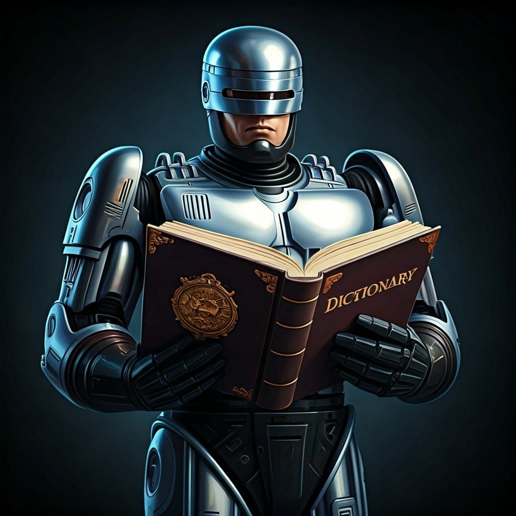 RoboGrammarCop in Cyberpunk Futuristic Metallic Suit