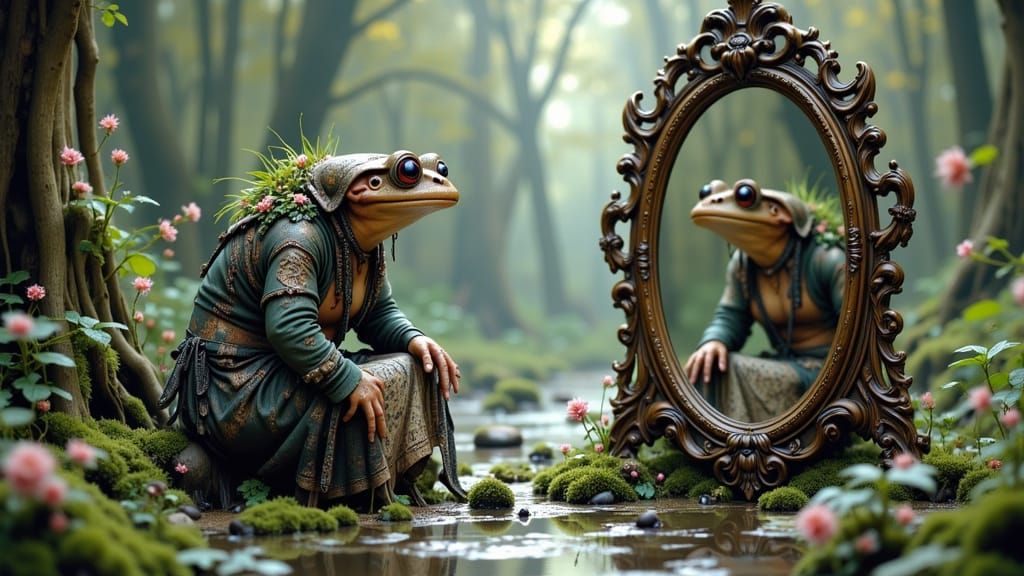 Mutant Frog's Surprise Reflection: Dreamy Surrealism