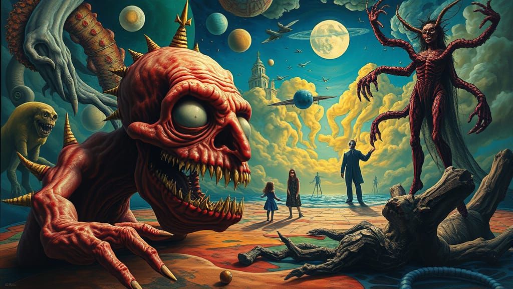 Surreal Landscape of Envy in Vibrant, Dreamlike Colors