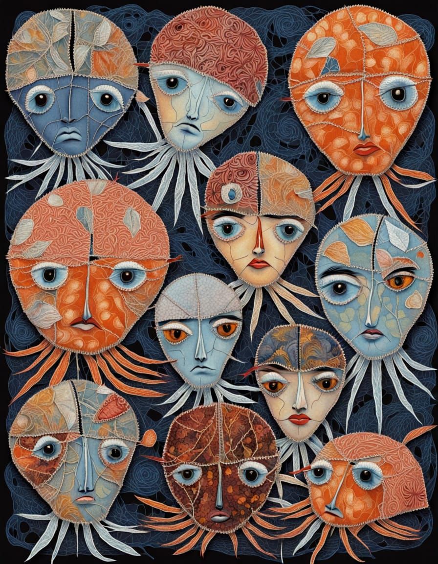 Distressed Horseshoe Crab Family in Surrealist Nightmare