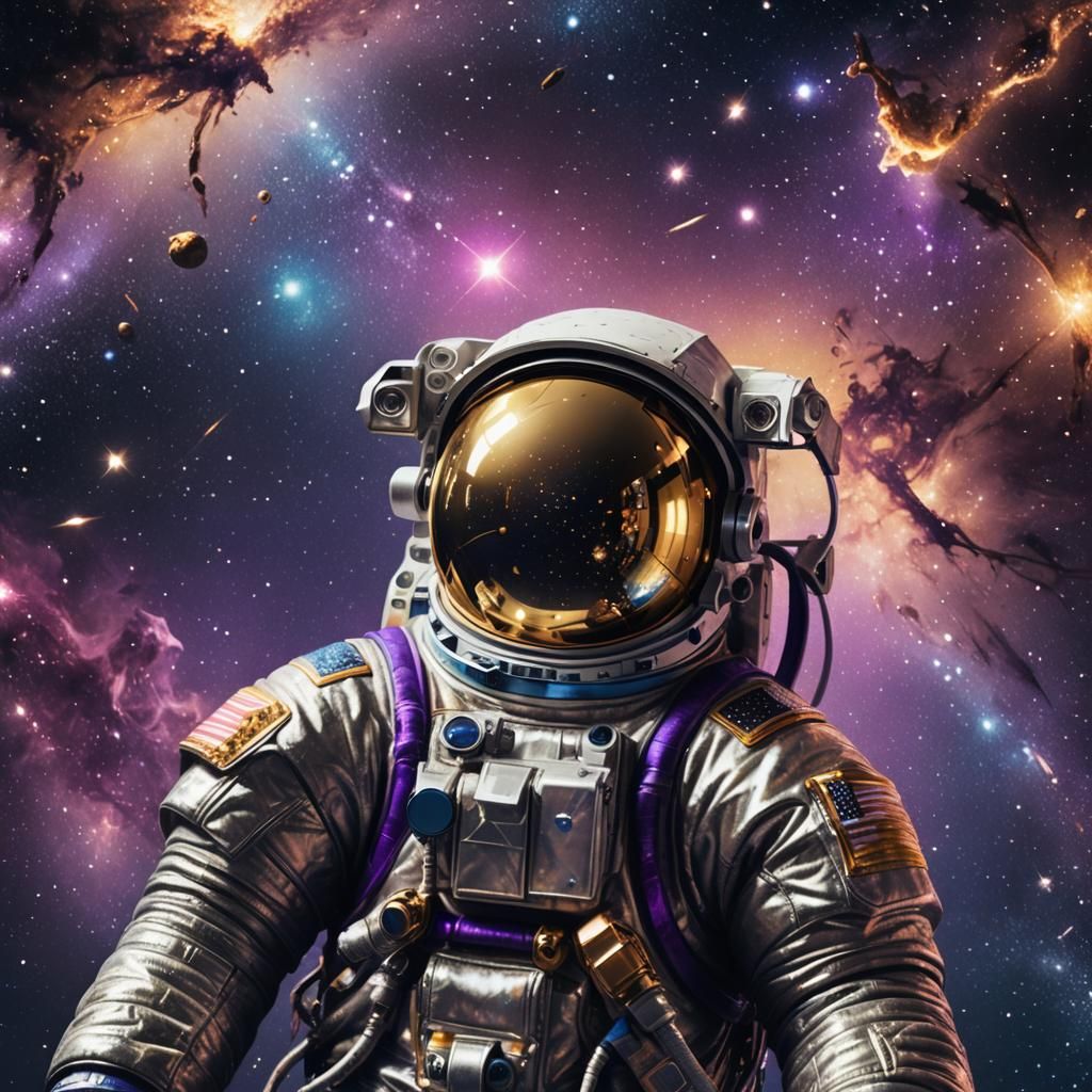 Astronaut in Space: Vivid Digital Art