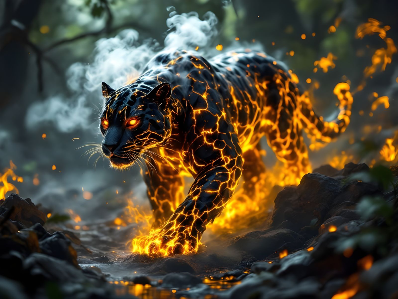 Obsidian and Lava Jaguar