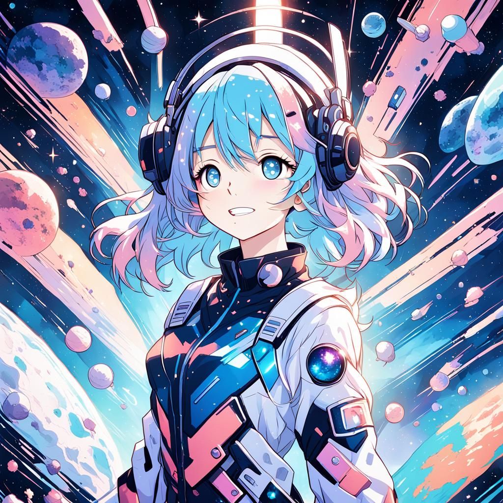 Anime Girl in Space Outfit with Pastel Colors