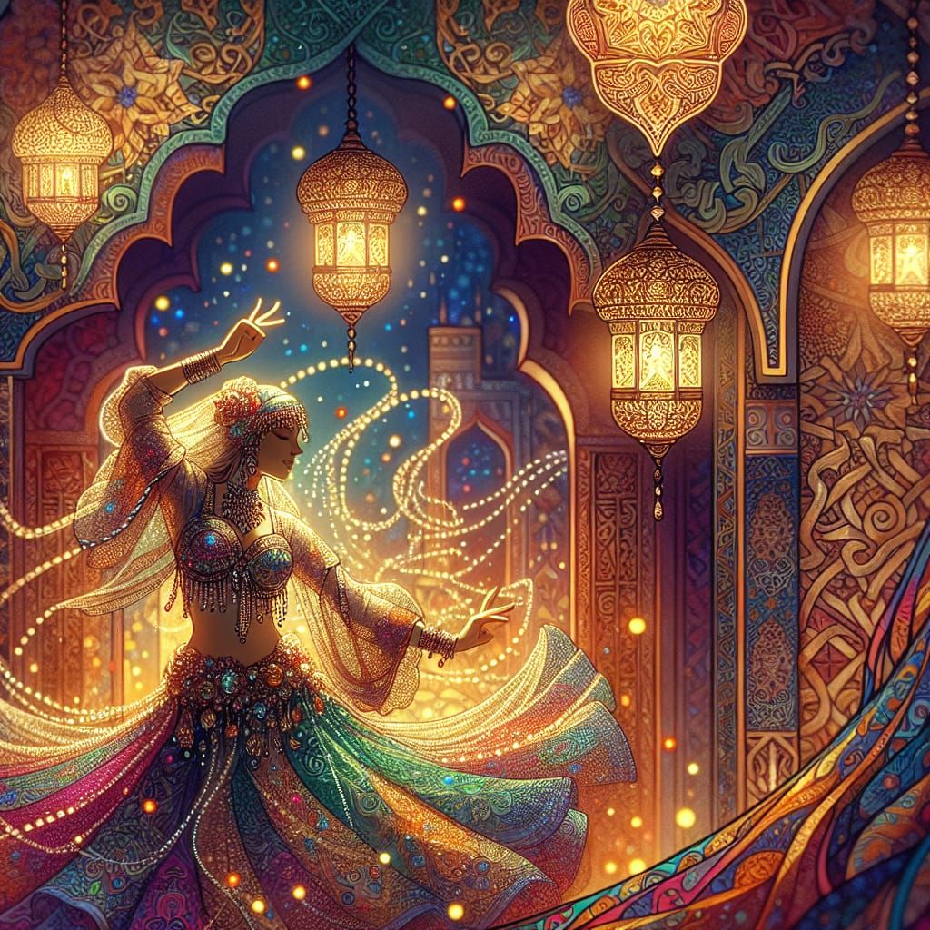 Bellydancer in Art Nouveau Orientalist Style