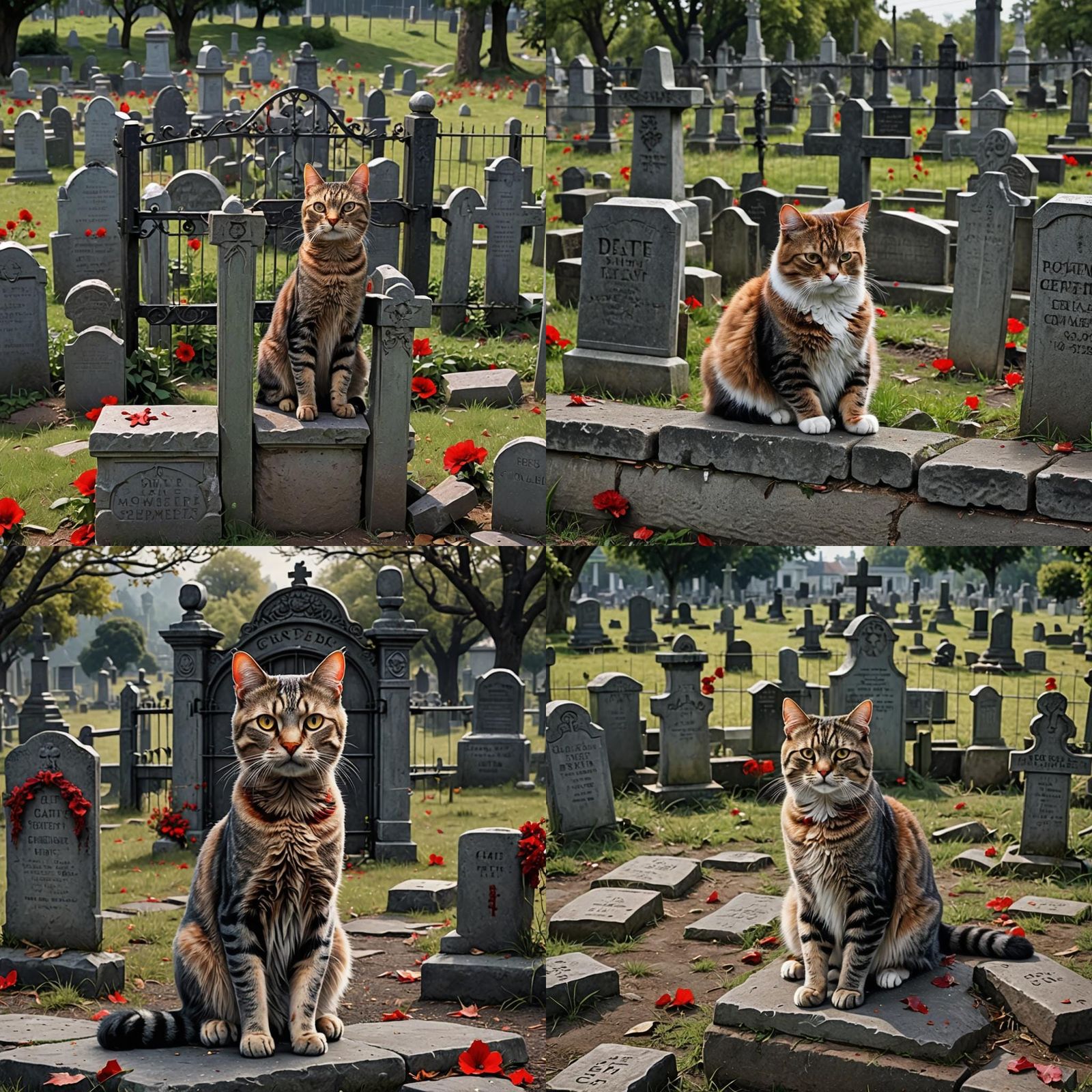 Eerie Cat Gazing at Mental Pet Cemetery